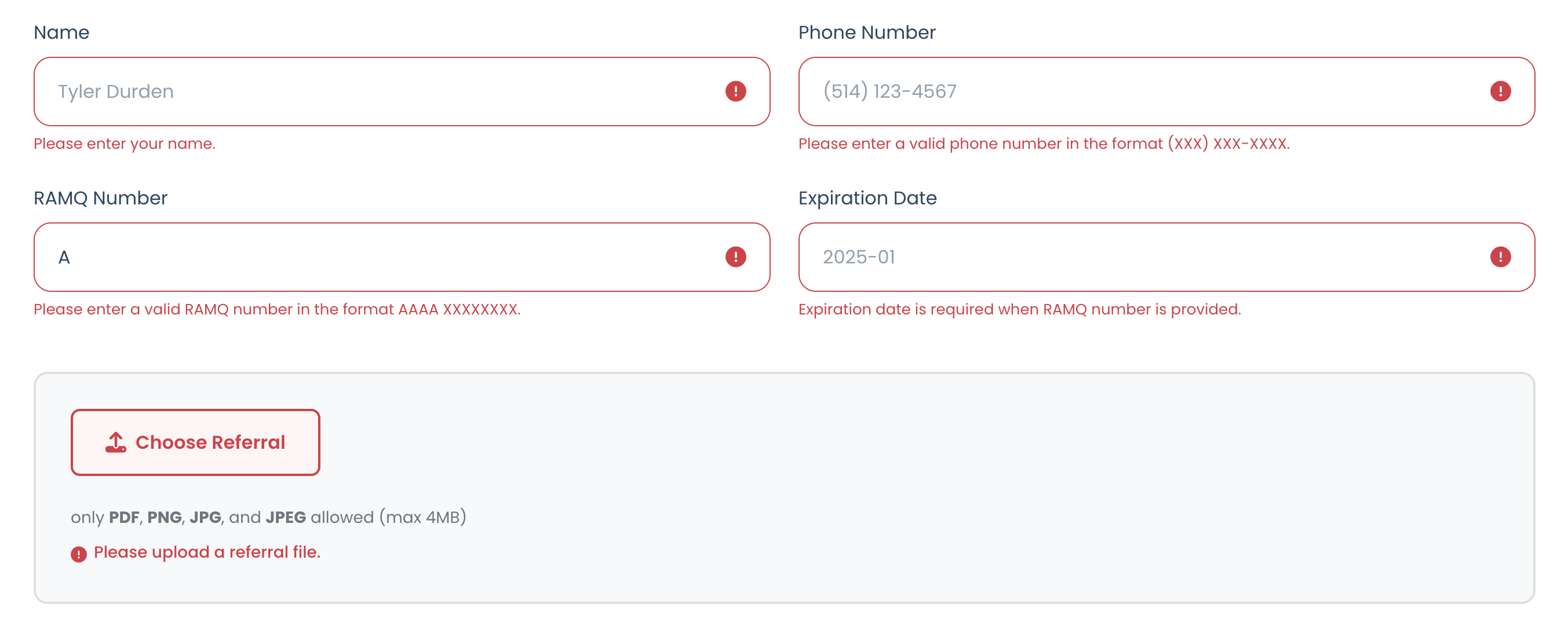 Validation du formulaire et guidage des erreurs