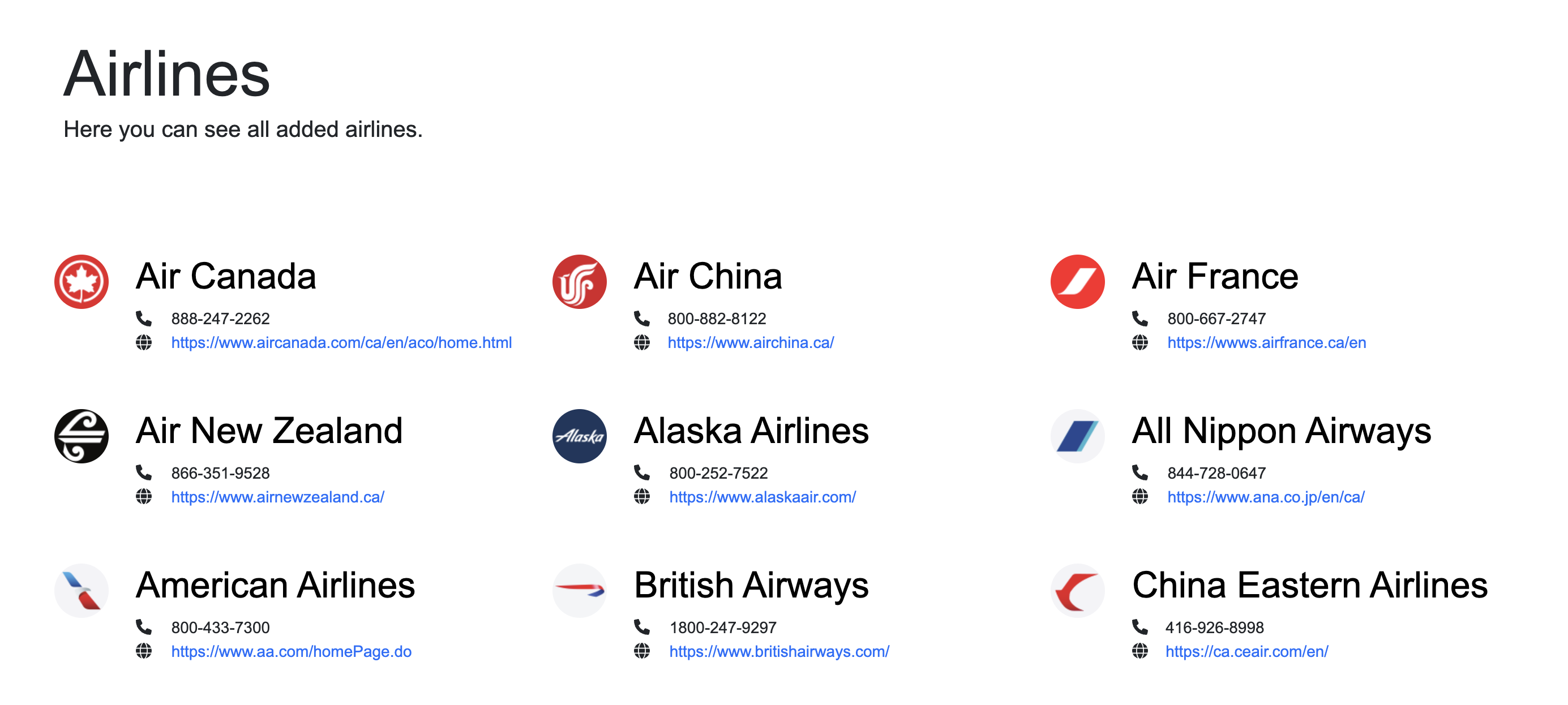 Airlines dataset management interface for carrier mapping